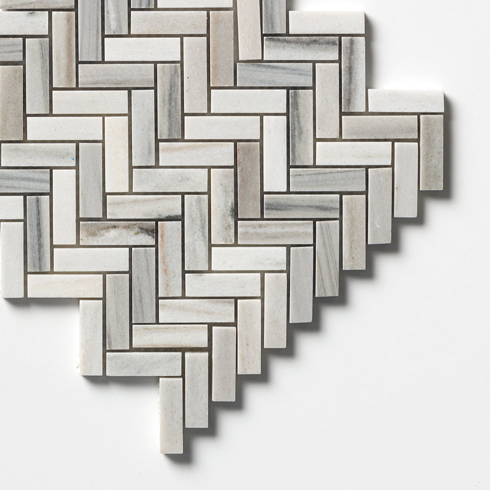 Skyline Honed Herringbone 5/8×2 Marble Mosaics 12 1/8×13 3/8 (MS01608)