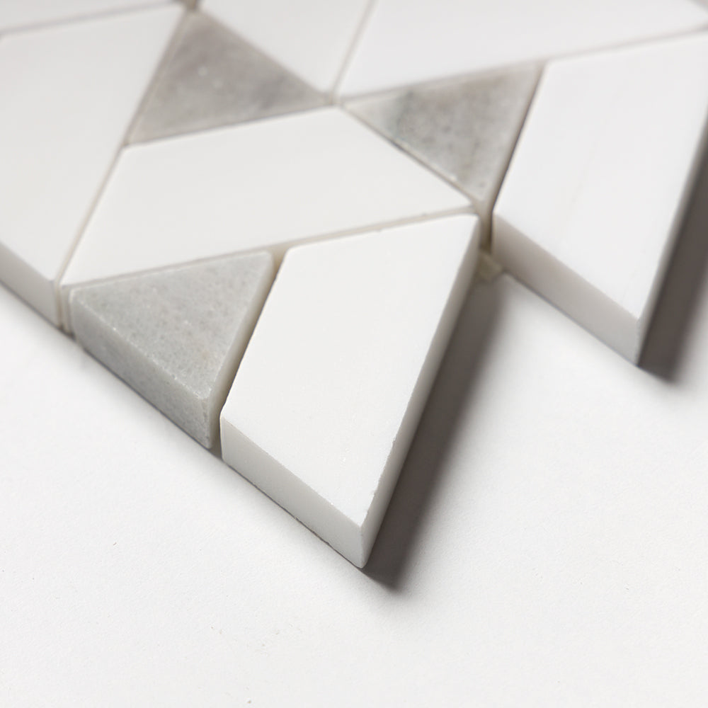 Skyline, Snow White Honed Monte Marble Mosaics 12 3/8×12 3/8 (MS01534)