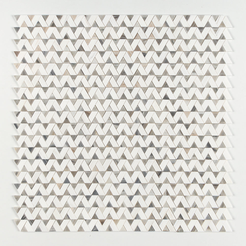 Marble Systems Skyline Honed Marble Skyline Snow White matte marble tile pattern swatch — available at Surface Group