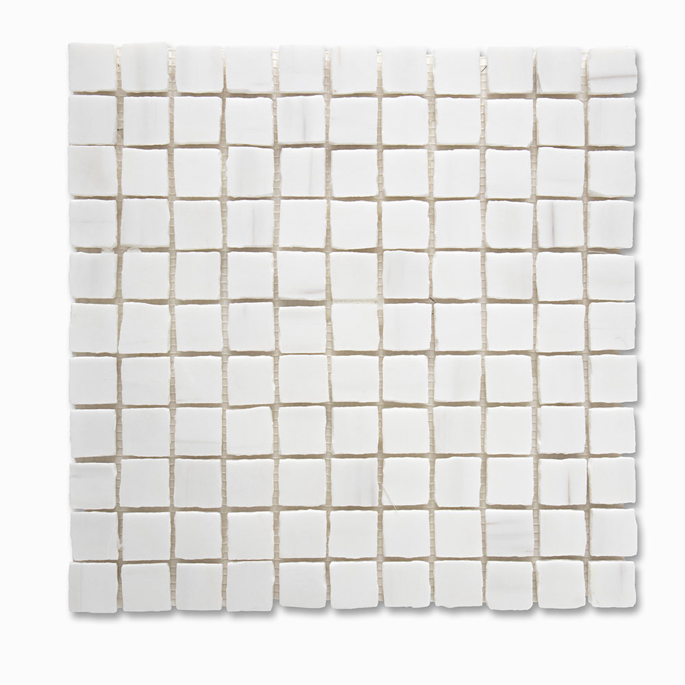Snow White Honed Marble Mosaic 11 3/4 X 11 3/4 Image