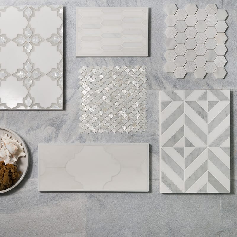 Marble Systems Skyline Leather Marble Skyline Cut rugged marble tile collection mood board — available at Surface Group
