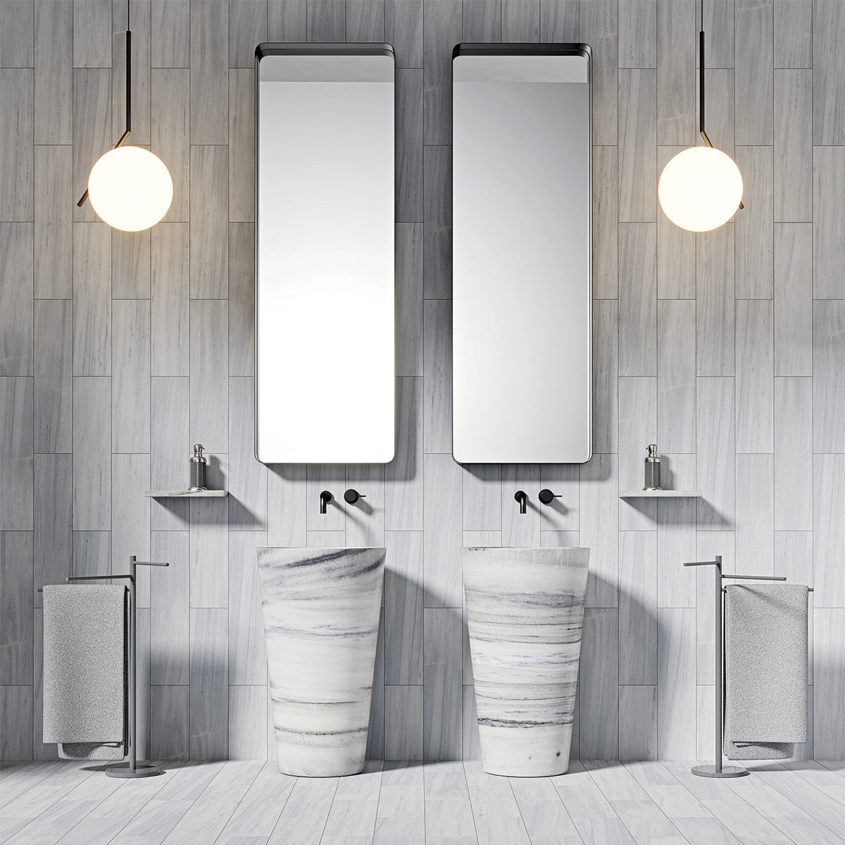 Skyline Vein Cut Leather Marble Tiles 6×24