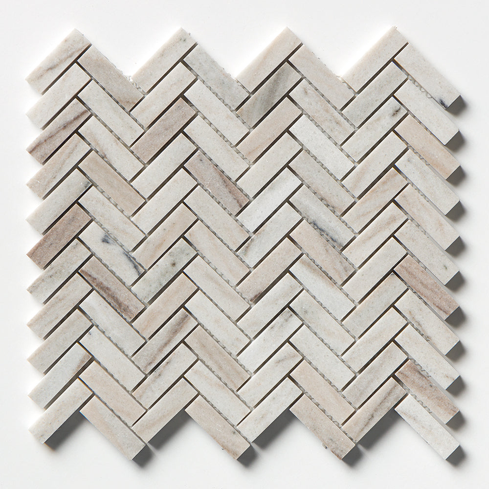 Skyline Polished Herringbone Marble Mosaic 12 1/8Γ13 3/8 Image