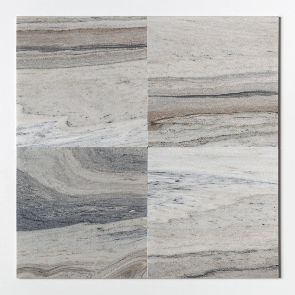 Marble Systems Skyline Polished Marble Skyline glossy marble tile pattern swatch — available at Surface Group