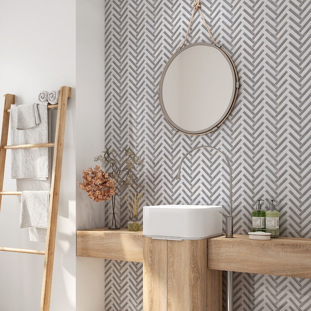Snow White, Allure Multi Finish Raya Basket Marble Mosaic 11 13/16×12 3/16 (MS01774)