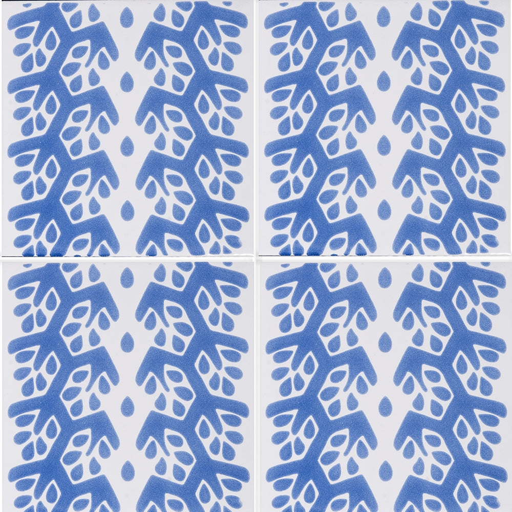 Marble Systems Snow White Blue glossy ceramic tile pattern swatch — available at Surface Group