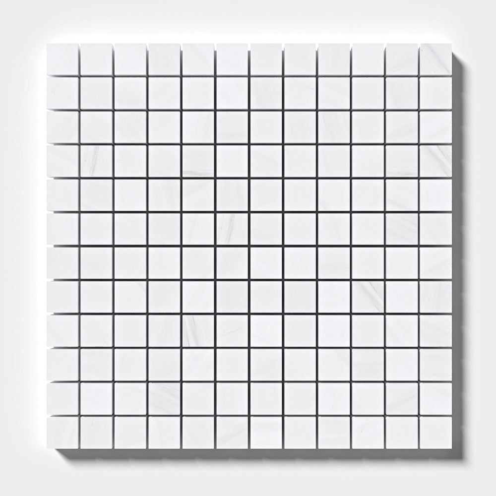 Snow White Honed 1×1 Marble Mosaic 12×12 Image
