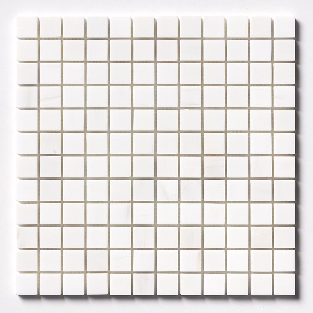 Snow White Polished 1×1 Marble Mosaic 12×12 Image