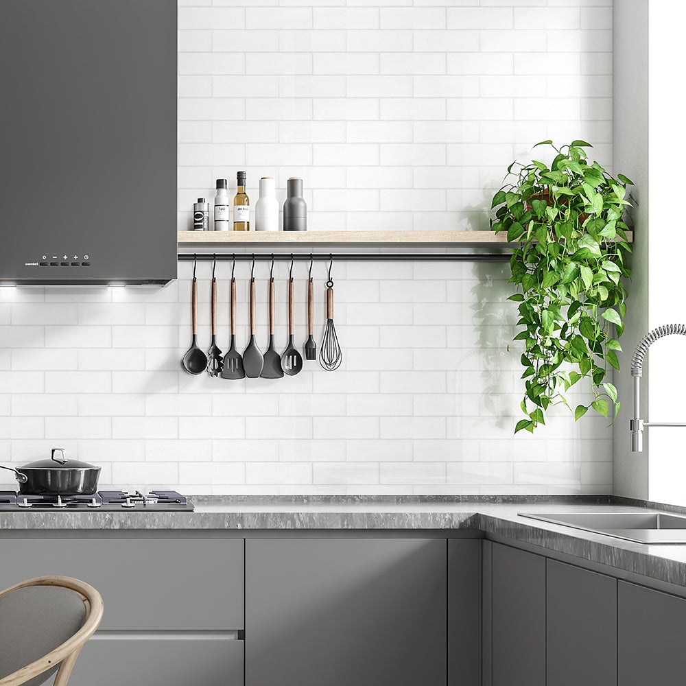 Royal White Glossy Subway Ceramic Tiles 3×9