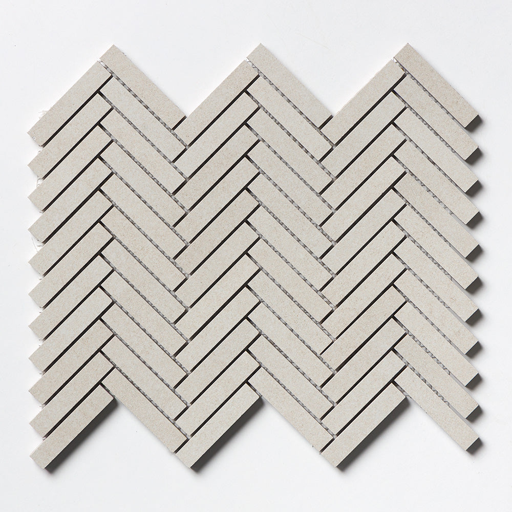 Infinity White Herringbone 5/8Γ3 Porcelain Mosaic 10 7/16Γ12 13/16 Image