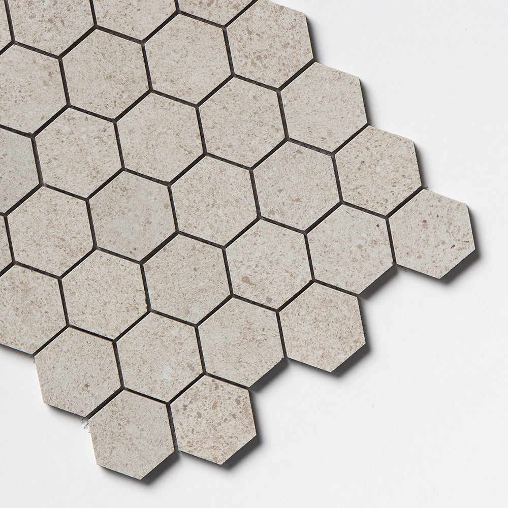 Octavia Bone Hexagon 2 Porcelain Mosaics 10 3/8×12 (MS02505)