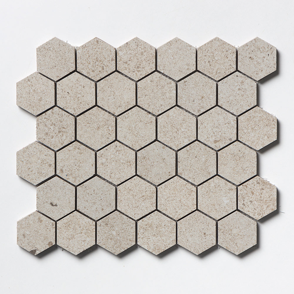 Octavia Bone Hexagon 2 Porcelain Mosaic 10 3/8×12 Image