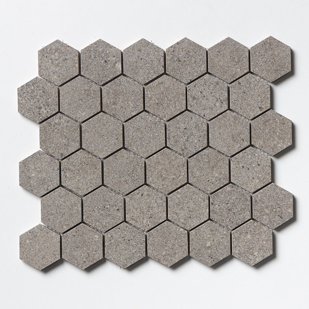 Octavia Grey Hexagon 2 Porcelain Mosaic 10 3/8×12 Image