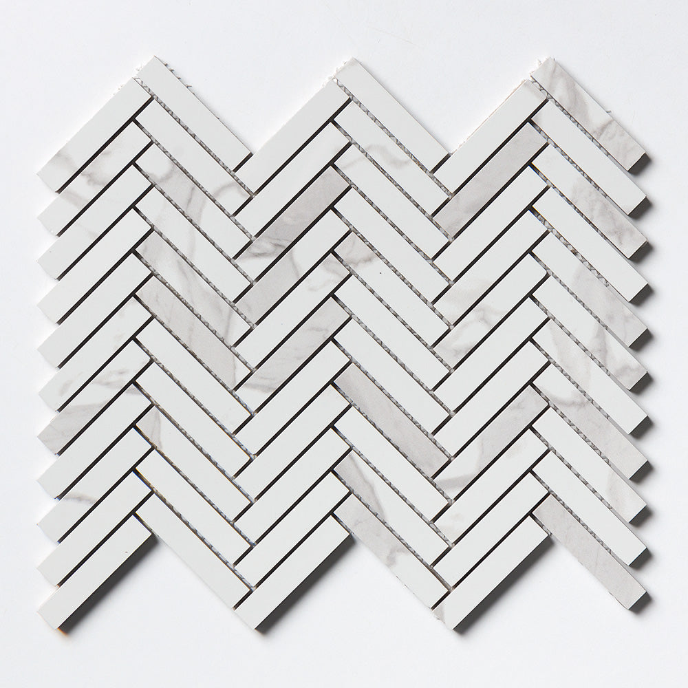 Statu Polished Herringbone 5/8×3 Porcelain Mosaic 10 7/16×12 13/16 Image