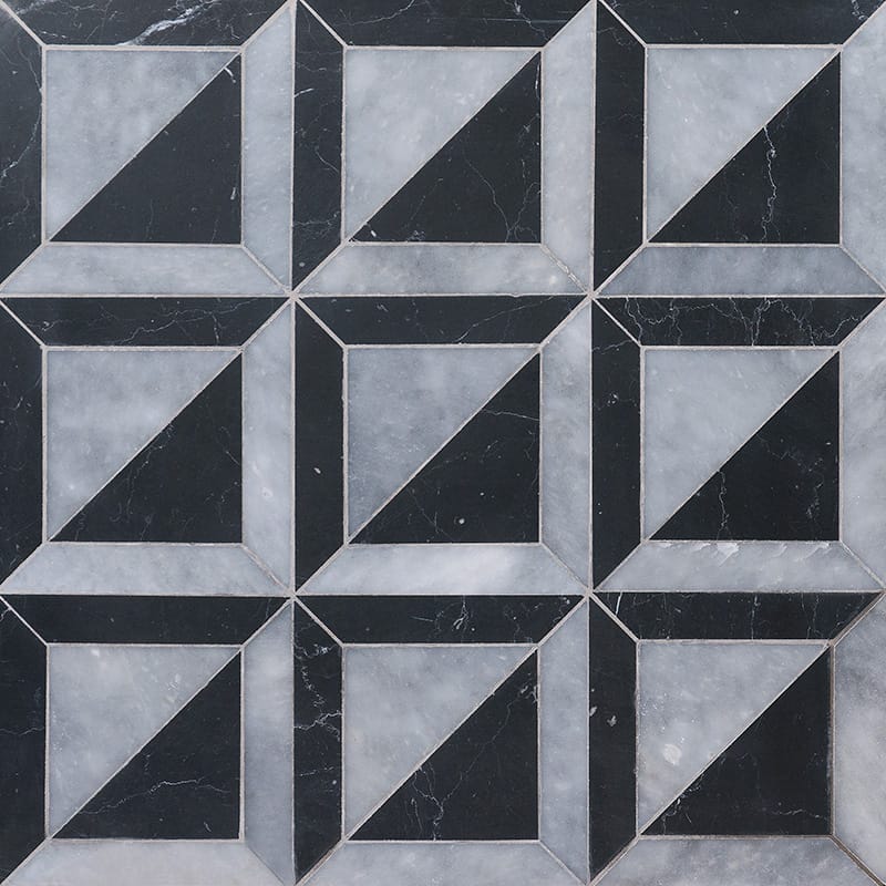 Marble Systems Studio Mosaic Tile Allure Black multi finish marble tile pattern swatch β available at Surface Group
