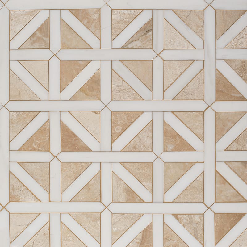 Marble Systems Studio Mosaic Tile Diana Royal Snow White matte marble tile pattern swatch β available at Surface Group