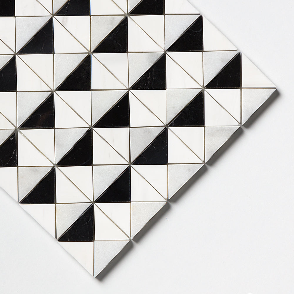 Glacier, Black, Snow White Multi Finish Devon Marble Mosaics 12 1/2Γ12 1/2 (MS01502)
