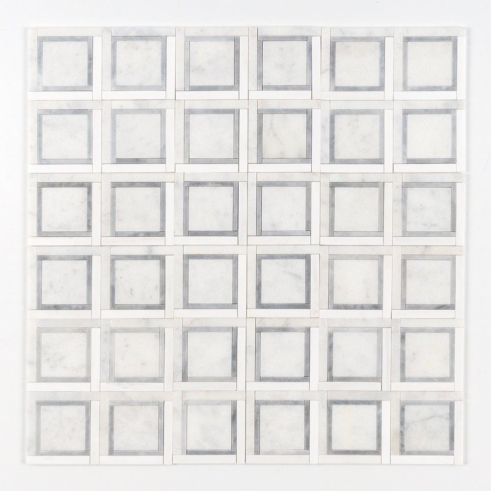 Marble Systems Studio Mosaic Tile Glacier Snow White Allure multi finish tile pattern swatch — available at Surface Group