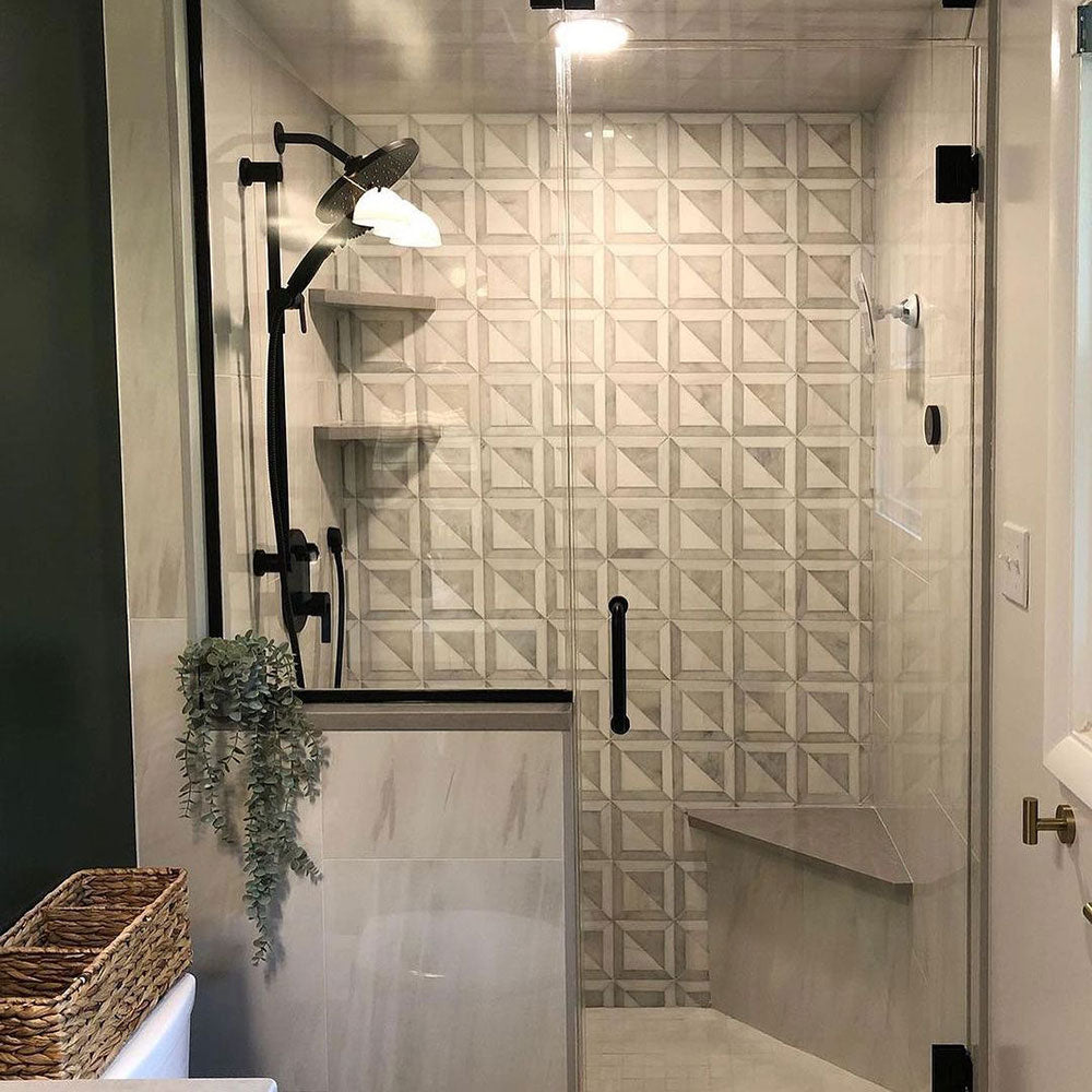 Snow White, Avalon Multi Finish York Marble Mosaic 11 15/16Γ11 15/16 (MS01551)