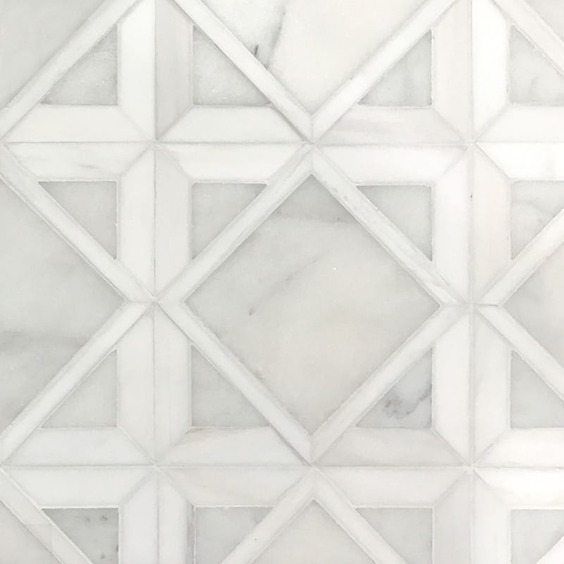 Marble Systems Studio Mosaic Tile Snow White Avalon multi finish marble tile pattern swatch β available at Surface Group