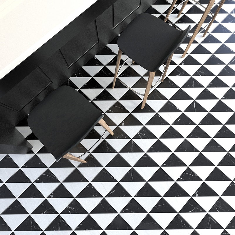 Snow White, Black Honed Mcm Square Marble Mosaic 8Γ8 (MS01528)