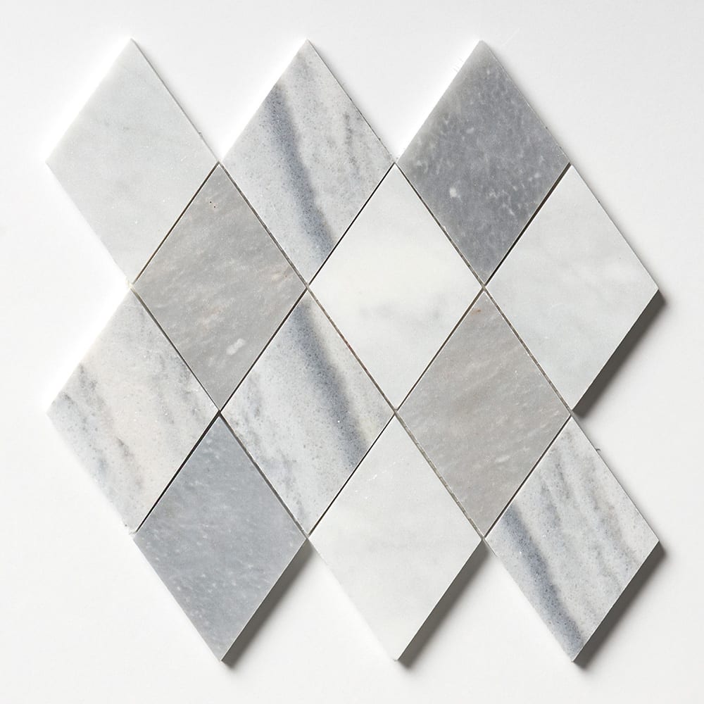 Afyon Grey, Avenza Dark, Palisandra Multi Finish Almas Marble Mosaic 9 5/16Γ10 1/2 Image