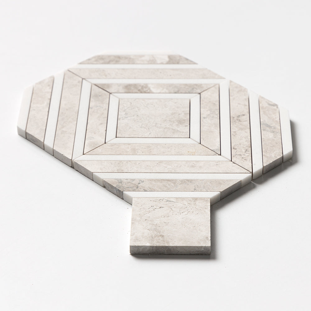 Aspen White, Diana Royal Multi Finish Yildiz Marble Mosaics 8 13/16Γ11 (YNR90286)