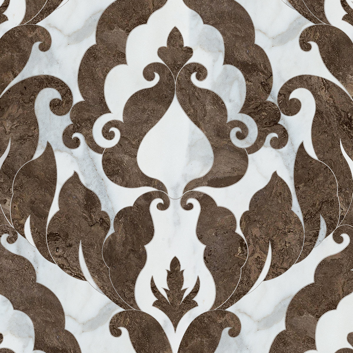 Marble Systems Talya Decorative Marble Calacatta Gold Royal Mocha Earth multi finish tile pattern swatch β available at
