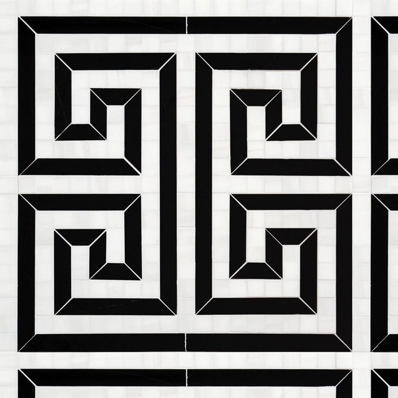 Marble Systems Talya Decorative Marble Dolomite Nero multi finish marble tile pattern swatch β available at Surface Group