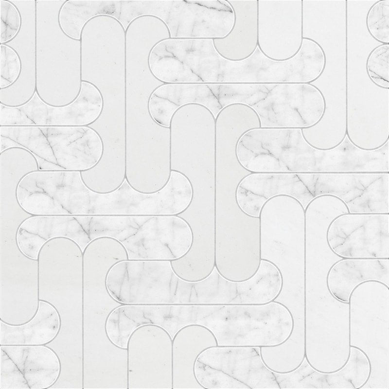 Marble Systems Taos Aspen White Carrara multi finish marble tile pattern swatch — available at Surface Group