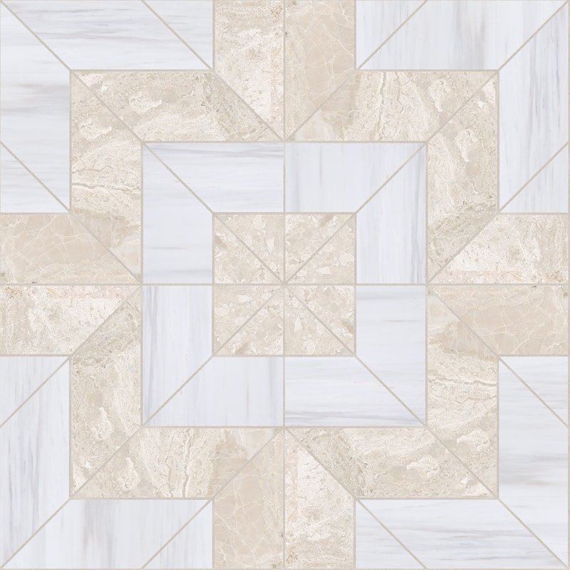 Marble Systems Taos Bianco Dolomiti Diana Royal multi finish dolomite tile pattern swatch — available at Surface Group