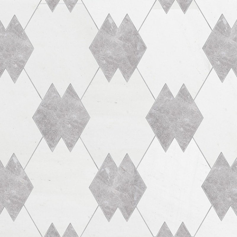 Marble Systems Taos Silver Shadow Aspen White multi finish marble tile pattern swatch — available at Surface Group