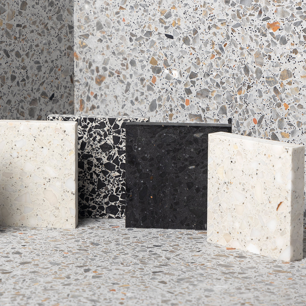 Marble Systems Terrazzo Novita Cool Fog matte terrazzo tile pattern design — available at Surface Group