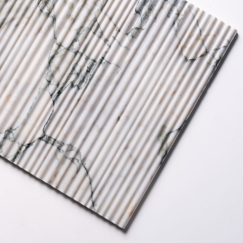 Calacatta Green Honed Thin Fluted Marble Accent Tiles 18Γ18 (ML01186)