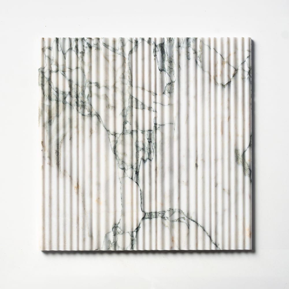Calacatta Green Honed Thin Fluted Marble Accent Tiles 18×18