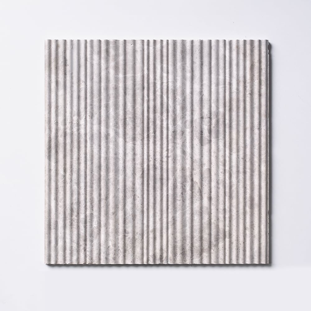 Silver Shadow Honed Thin Fluted Marble Accent Tiles 18×18