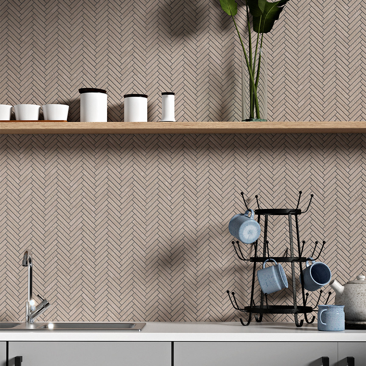 Dunes Matte Herringbone 5/8Γ3 Glazed Terracotta Mosaic 10 7/16Γ12 13/16 (MS80013)