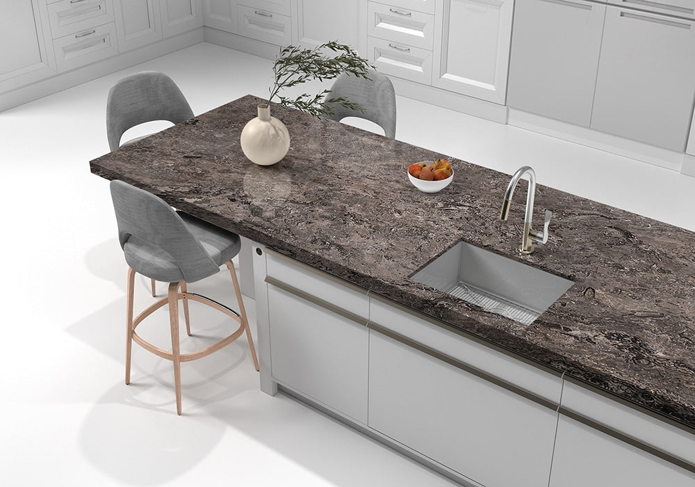 Black Polished Travertine Slab Random 1 1/4 (SL90480)