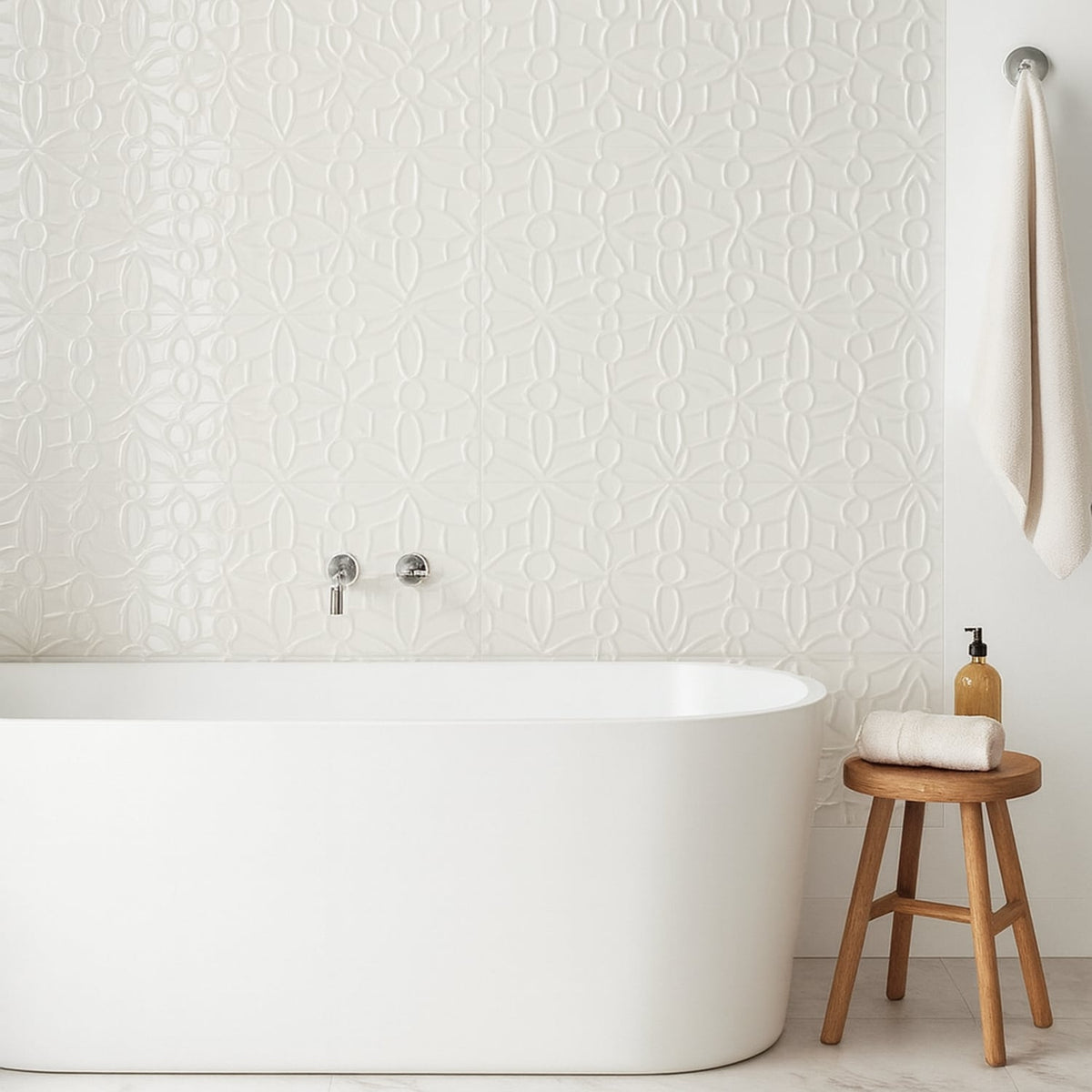 Tulum White Glossy Barcelona Ceramic Accent Tiles 4×8 (WST06164)