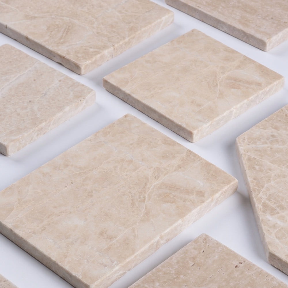 Marble Systems Tumbled Marble Cappuccino rugged marble tile pattern design — available at Surface Group