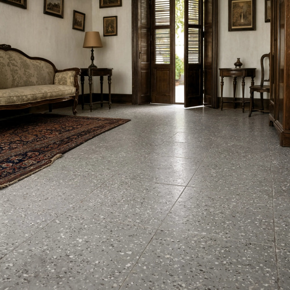 Steel Honed Terrazzo Tiles 24×24 (TL91001)