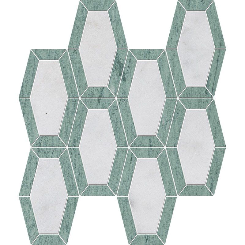 Verde Capri, Glacier Honed Lincoln Marble Mosaic 10 1/4×12 13/16 Image