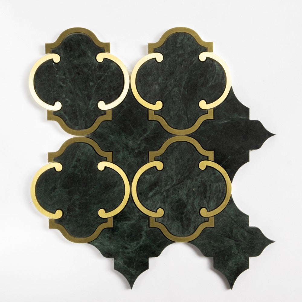 Verde Lucia, Brass Honed Casablanca Marble Mosaics 10 1/2Γ11 7/32
