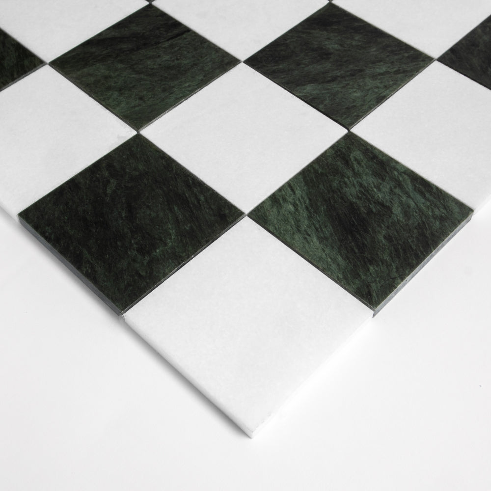 Thassos, Verde Lucia Honed Grande Chester Marble Mosaics 16×16 (MS90936)