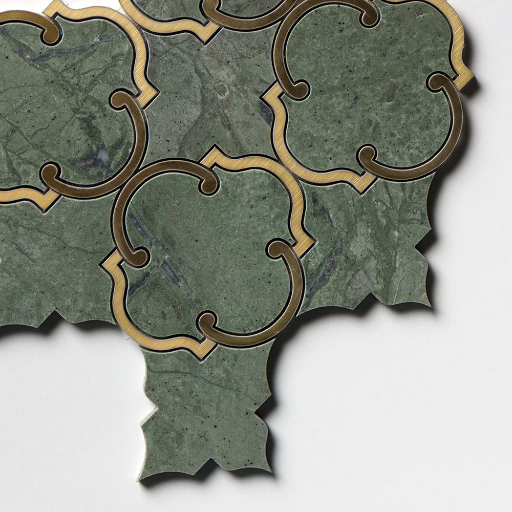 Brass, Verde Tia Honed Casablanca Marble Mosaics 10 1/2×11 3/16 (YNR10175)