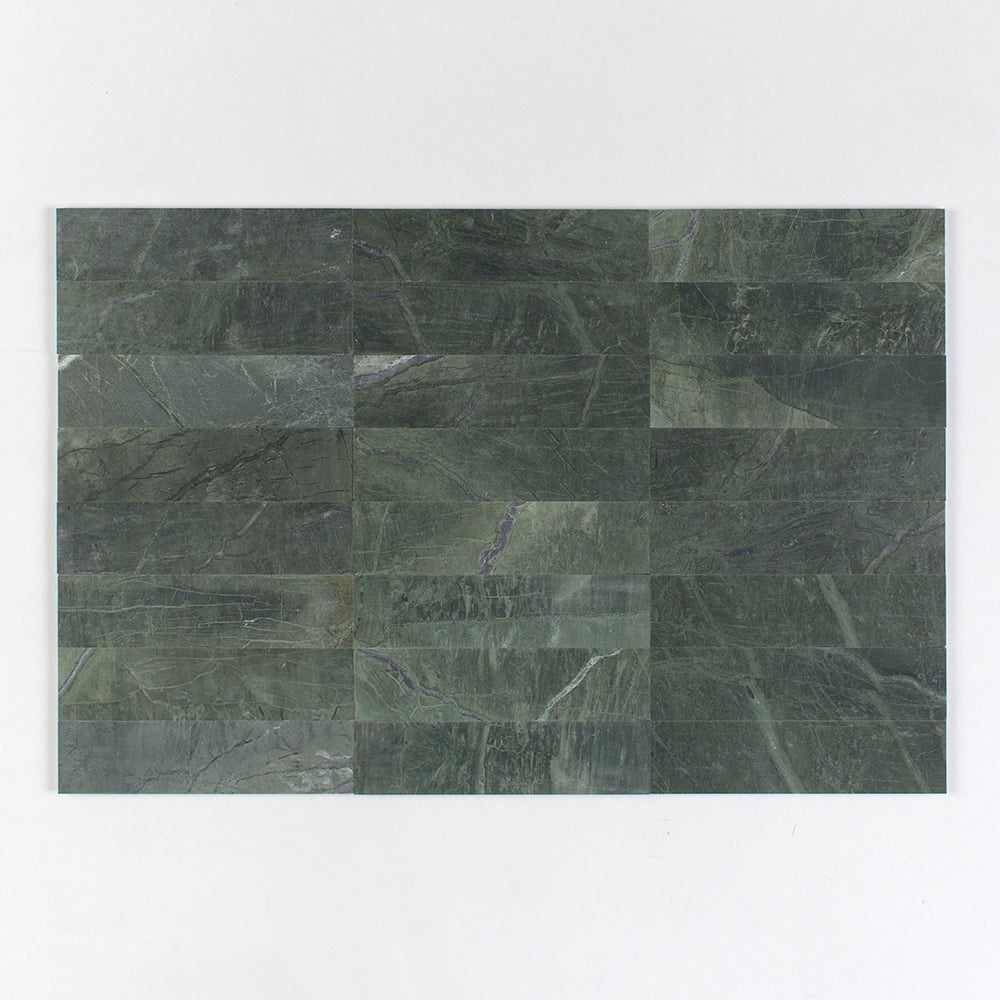 Marble Systems Verde Tia Marble Verde Tia matte marble tile pattern swatch — available at Surface Group