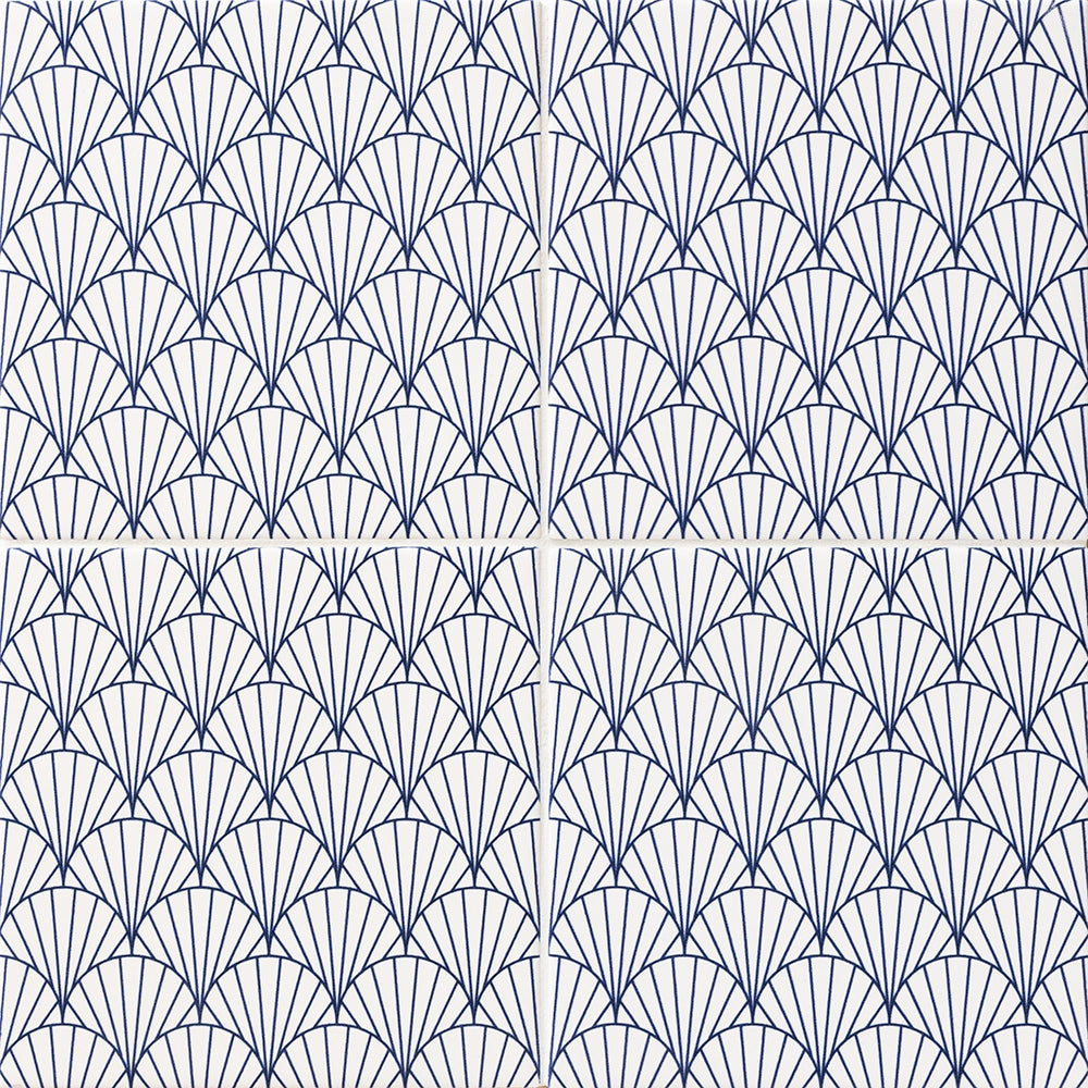 Marble Systems Wagara Ceramic Blue, White matte ceramic tile pattern swatch β available at Surface Group