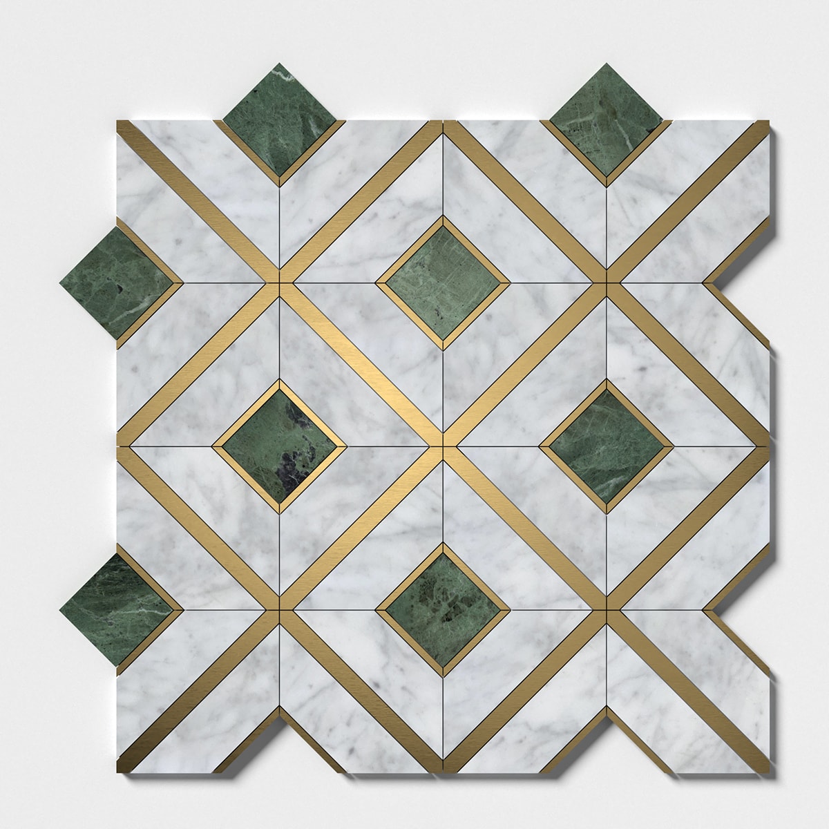 Marble Systems White Carrara Honed Marble Green, White, Yellow, Gray matte tile pattern swatch β available at Surface Group
