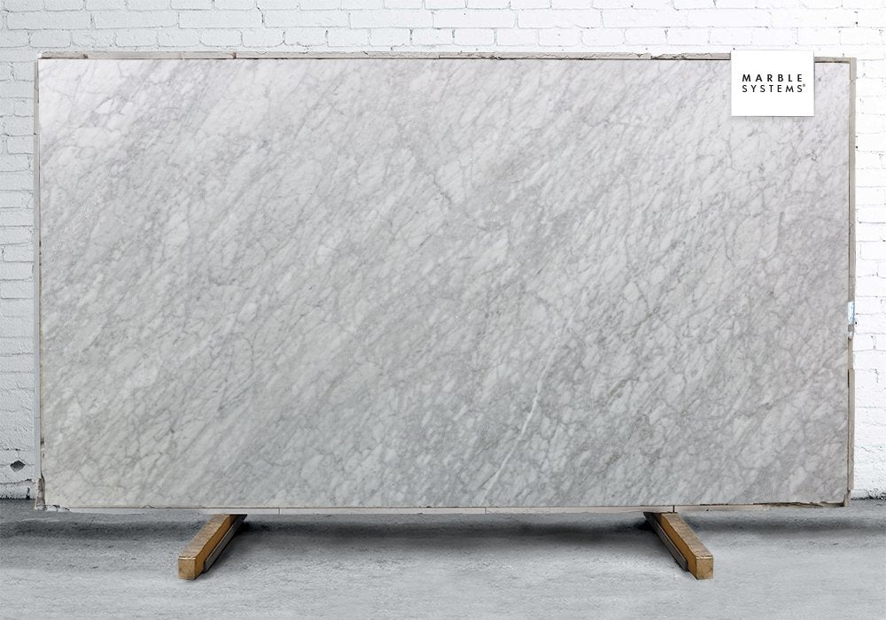 White Carrara Honed Marble Slab Random 1 1/4 Image
