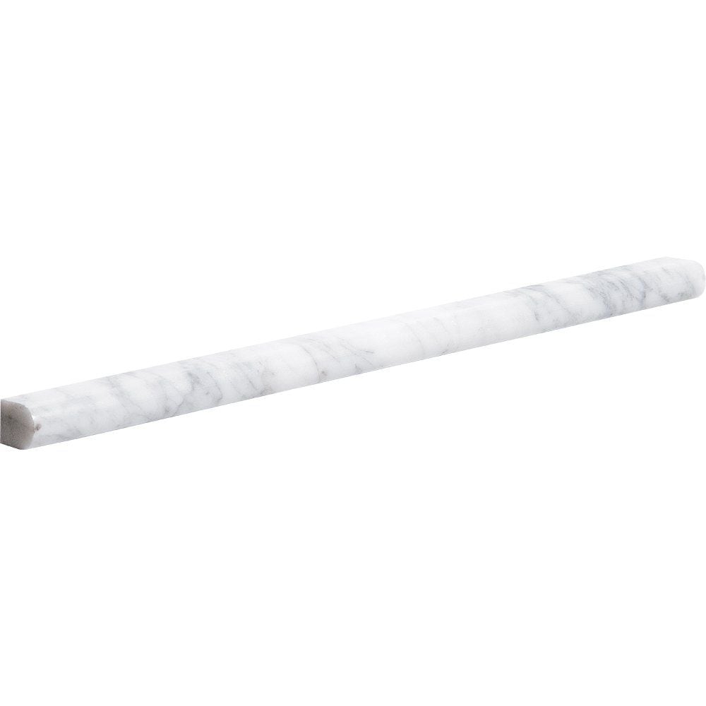 White Carrara C Honed Pencil Liner Marble Moldings 1/2×12 Image